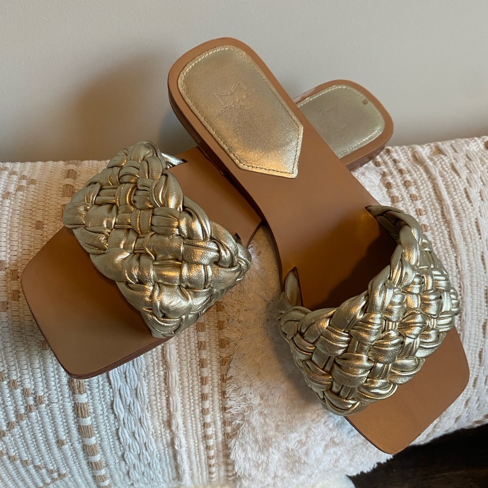 Marc Fisher Braided Metallic Slide Sandals in Gold - Picture 7 of 7